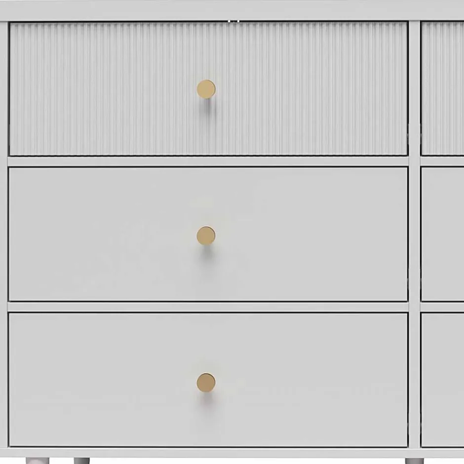 Wohnen Kommode in Hellgrau mit Gold - Imano