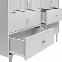 Wohnen Kommode in Hellgrau mit Gold - Imano