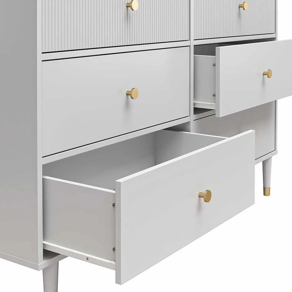 Wohnen Kommode in Hellgrau mit Gold - Imano