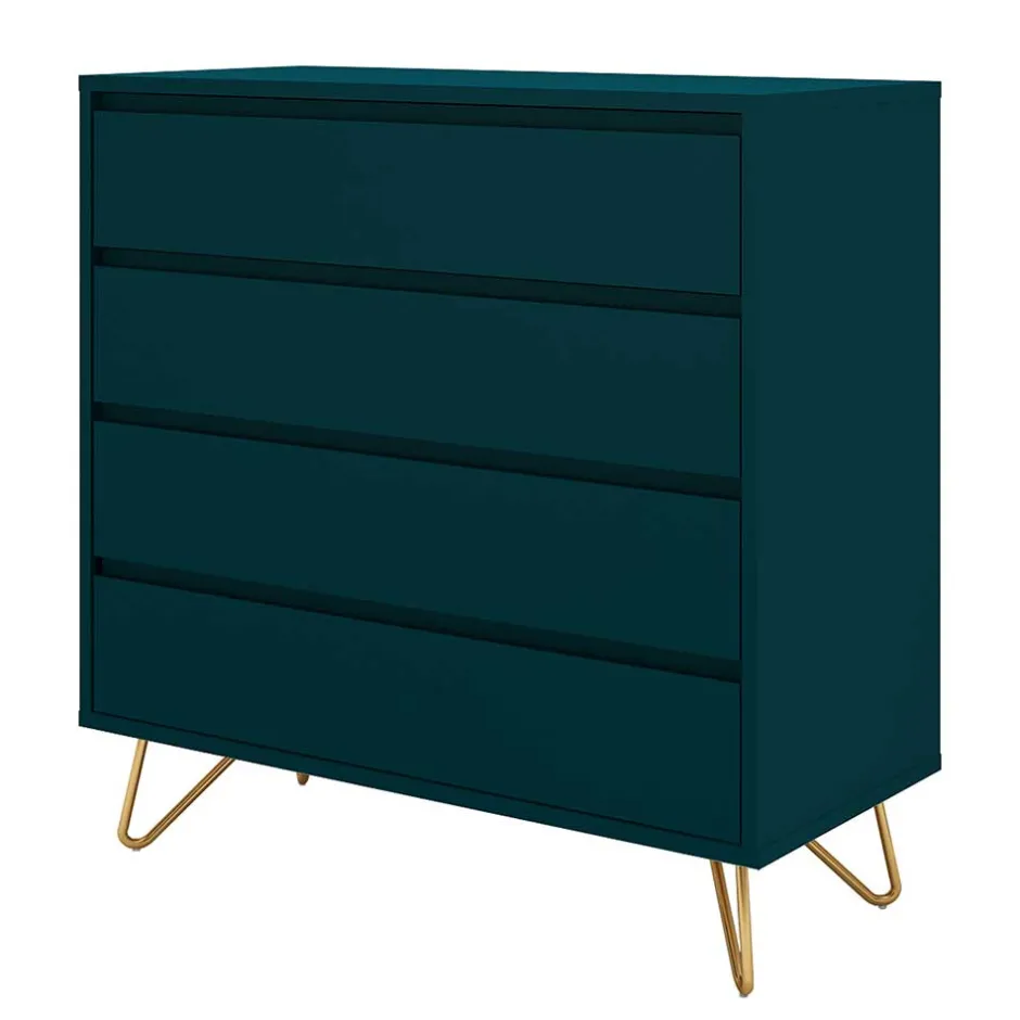 Wohnen Kommode in Petrol mit kurzen Hairpin Legs - Clamps