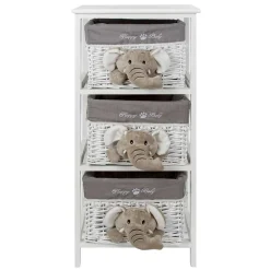 Kommode mit 3 Körben mit Plüsch Elefanten in Grau - Lusiana^Wohnen Online