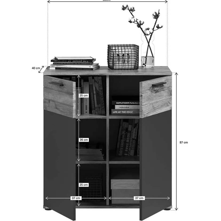 Wohnen Kommode mit Doppeltür 80x87x40 cm - Lucios