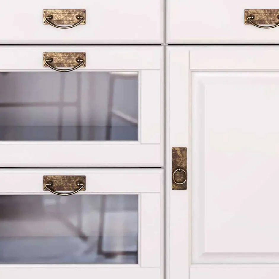 Kommode mit Glas in Weiß & Honig - Brasivon^Wohnen Sale