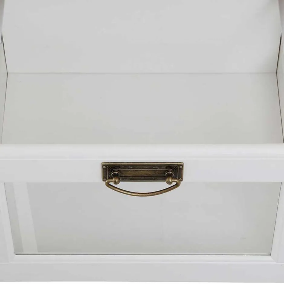 Kommode mit Glas in Weiß & Honig - Brasivon^Wohnen Sale