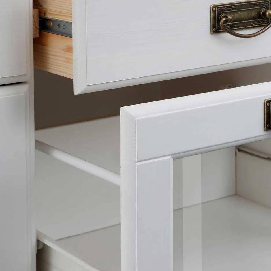 Kommode mit Glas in Weiß & Honig - Brasivon^Wohnen Sale