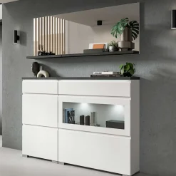 Wohnen Kommode mit Schublade und zwei Schuhklappen - Suad