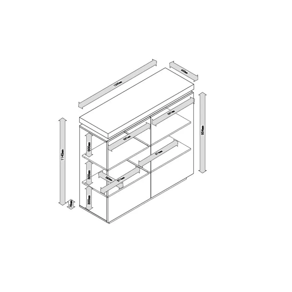 Kommode Zelda mit LED Beleuchtung^Wohnen