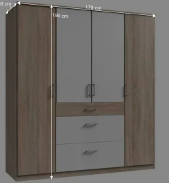 Kompakter Kleiderschrank 179 cm breit - Coros^Wohnen