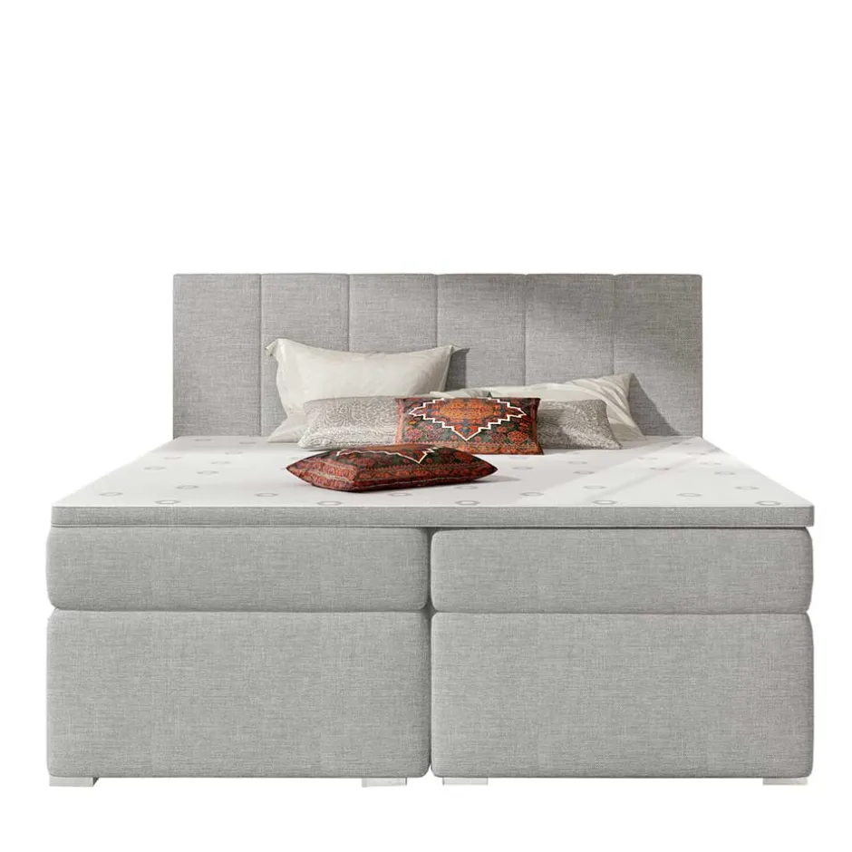 Wohnen Komplett ausgestattetes Boxbett in Hellgrau Stoff - Cibaota