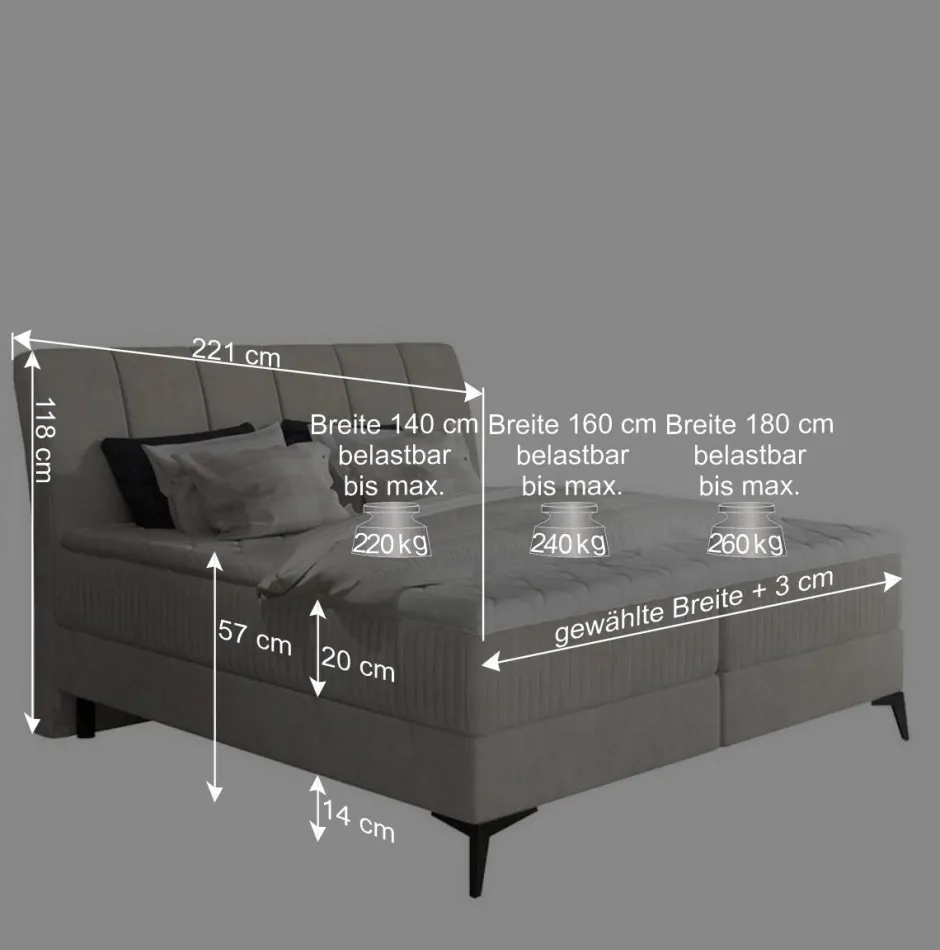 Wohnen Komplettbett in Beige Chenillebezug - Tamba