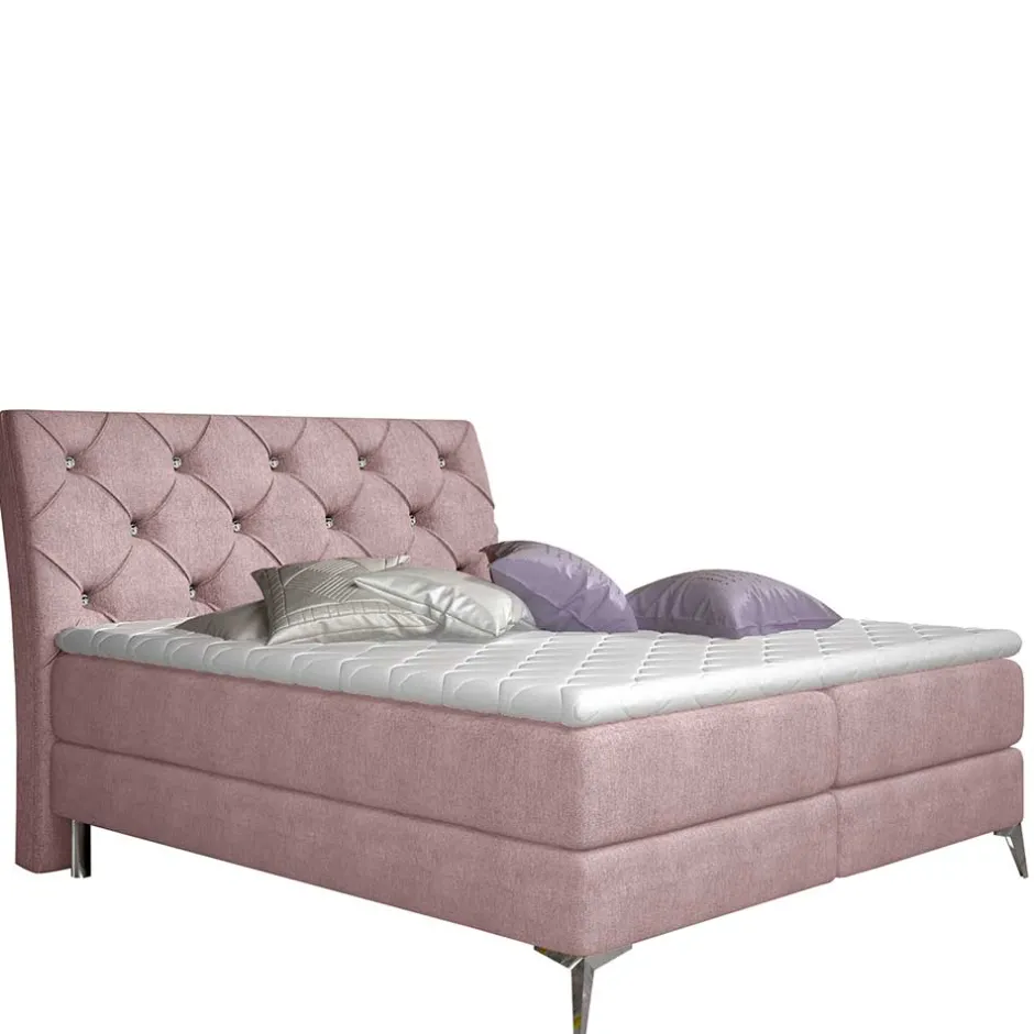 Wohnen Komplettbett in Hellrosa Stoffbezug - Inabaros