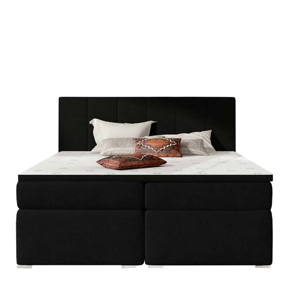 Wohnen Komplettbett in Schwarzbraun Stoffbezug - Carbonaro