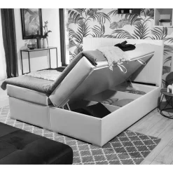 Wohnen Komplettbett in Schwarzbraun Stoffbezug - Carbonaro