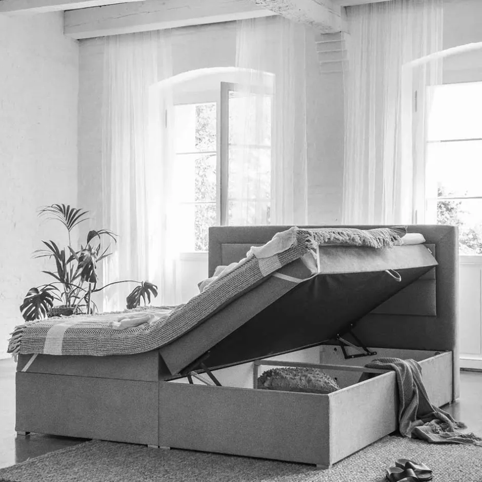 Wohnen Komplettbett in Schwarzbraun Stoffbezug - Aundre