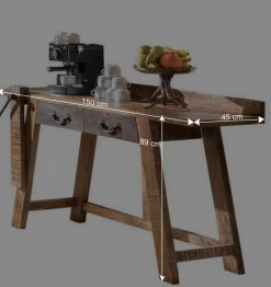 Wohnen Konsolentisch aus Massivholz sandgestrahlt - Bahiro