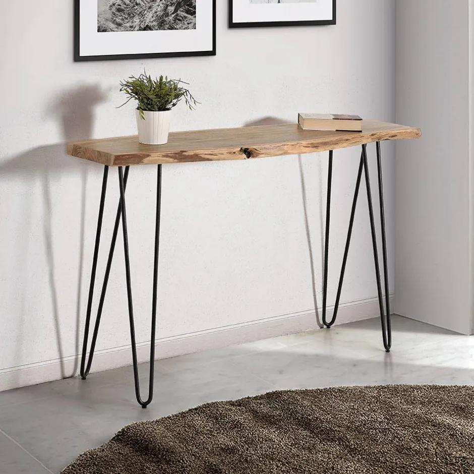 Konsolentisch mit Baumkante Holzplatte Akazie - Cornelys^Wohnen