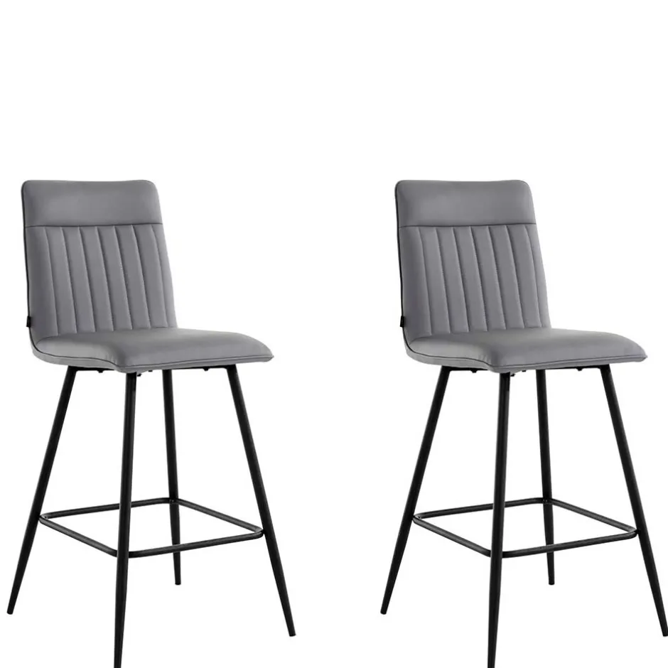 Kunstleder Barstühle in Grau - Eleganto (2er Set)^Wohnen Discount