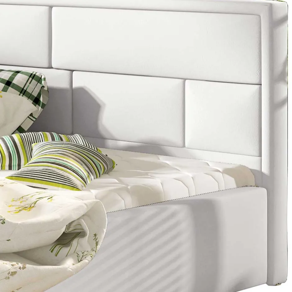 Wohnen Kunstleder Doppelbett in Weiß - Vagos