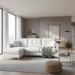 Kunstleder Eckcouch in Weiß mit Schlaffunktion - Mossiv^Wohnen Clearance