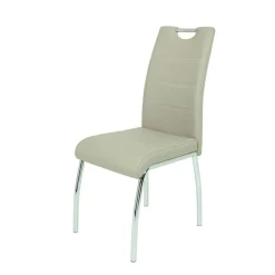 Kunstleder Essstuhl in Beige & Chrom - Jenna (Set)^Wohnen Best