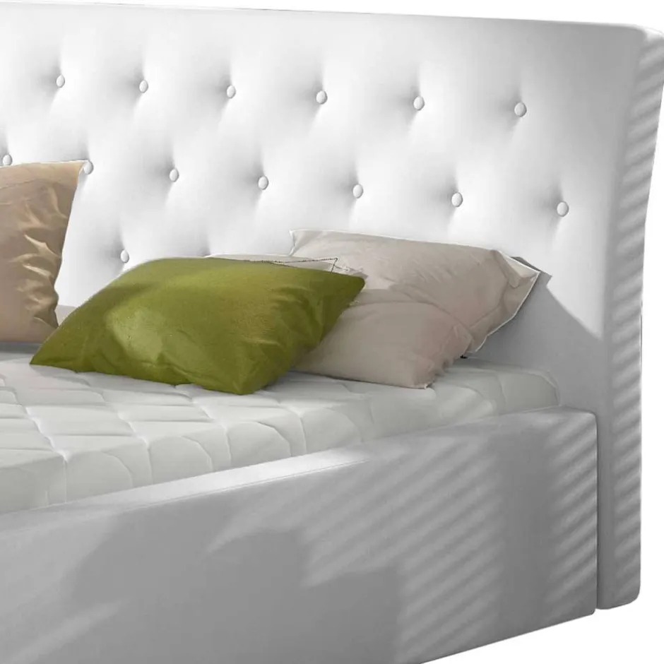 Wohnen Kunstleder Polsterbett in Weiß - Compadro