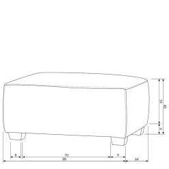 Kunstleder Polsterhocker 88x40x64 cm - Olterva^Wohnen Clearance