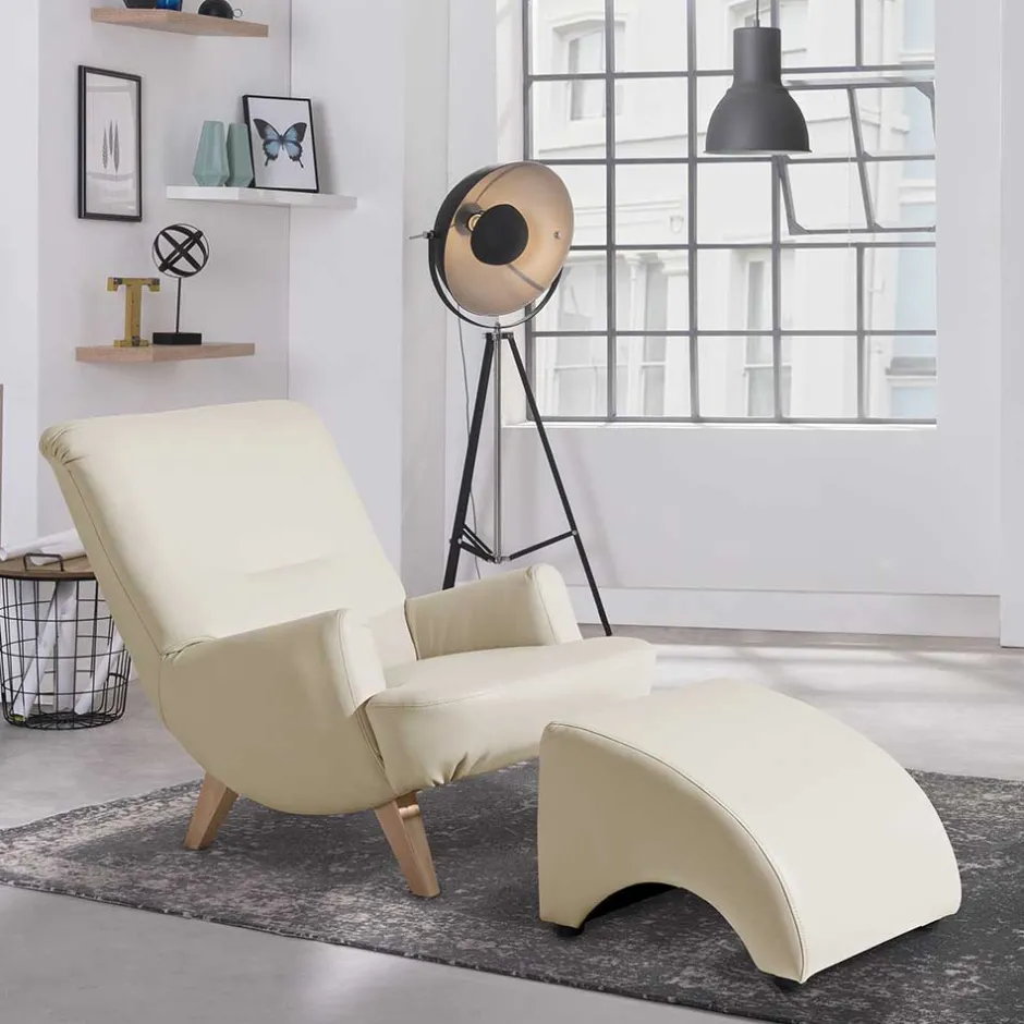 Wohnen Kunstleder Polstersessel in Cremefarben - Durango