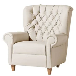 Kunstleder Wohnzimmersessel in Beige und Buche - That^Wohnen Discount