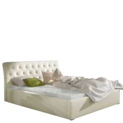 Kunstlederbett in Cremeweiß - Rongon^Wohnen Hot