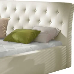 Kunstlederbett in Cremeweiß - Rongon^Wohnen Hot