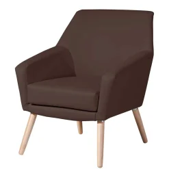 Wohnen Kunstleder-Sessel in Braun und Buche Natur - Astina