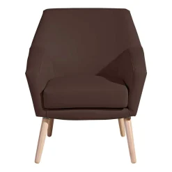 Wohnen Kunstleder-Sessel in Braun und Buche Natur - Astina