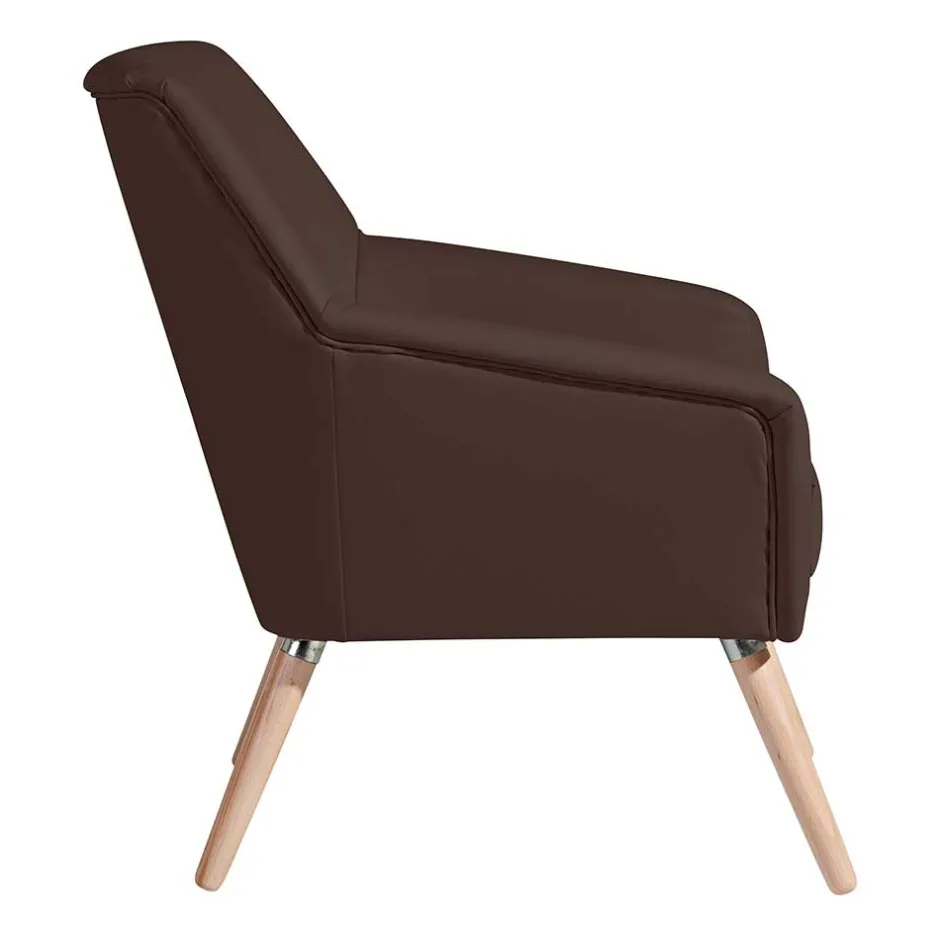 Wohnen Kunstleder-Sessel in Braun und Buche Natur - Astina