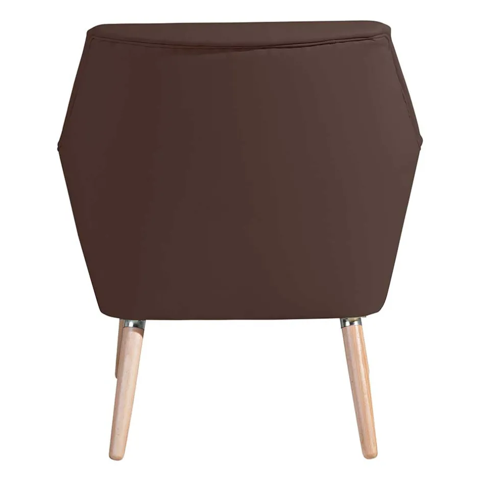 Wohnen Kunstleder-Sessel in Braun und Buche Natur - Astina