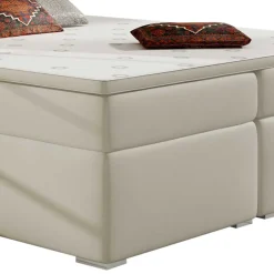 Wohnen Kunstleder-Stauraumbett in Cremeweiß - Olav