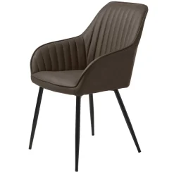 Kunstlederstühle in Dunkelbraun mit Armlehnen - Petrolina (2er Set)^Wohnen New