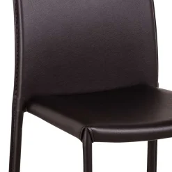 Wohnen Kunstlederstuhl in Braun Badija als Stapelstuhl platzsparend (4er Set)