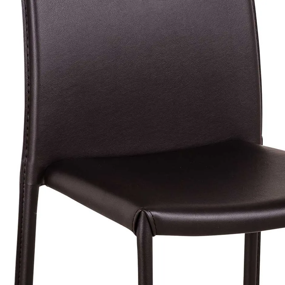 Wohnen Kunstlederstuhl in Braun Badija als Stapelstuhl platzsparend (4er Set)