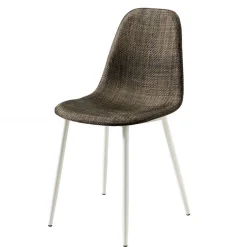 Kunstrattan Schalenstuhl in Braun Macorys mit Stahl Gestell Weiß (4er Set)^Wohnen Clearance