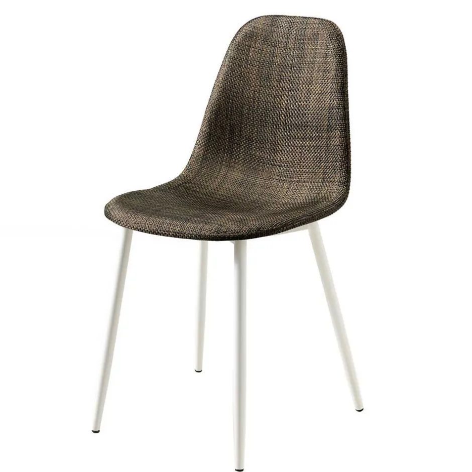 Kunstrattan Schalenstuhl in Braun Macorys mit Stahl Gestell Weiß (4er Set)^Wohnen Clearance