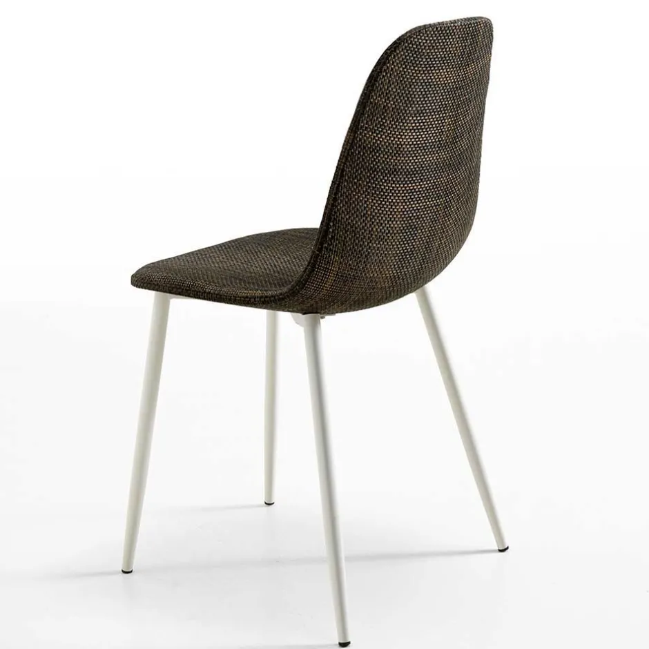 Kunstrattan Schalenstuhl in Braun Macorys mit Stahl Gestell Weiß (4er Set)^Wohnen Clearance