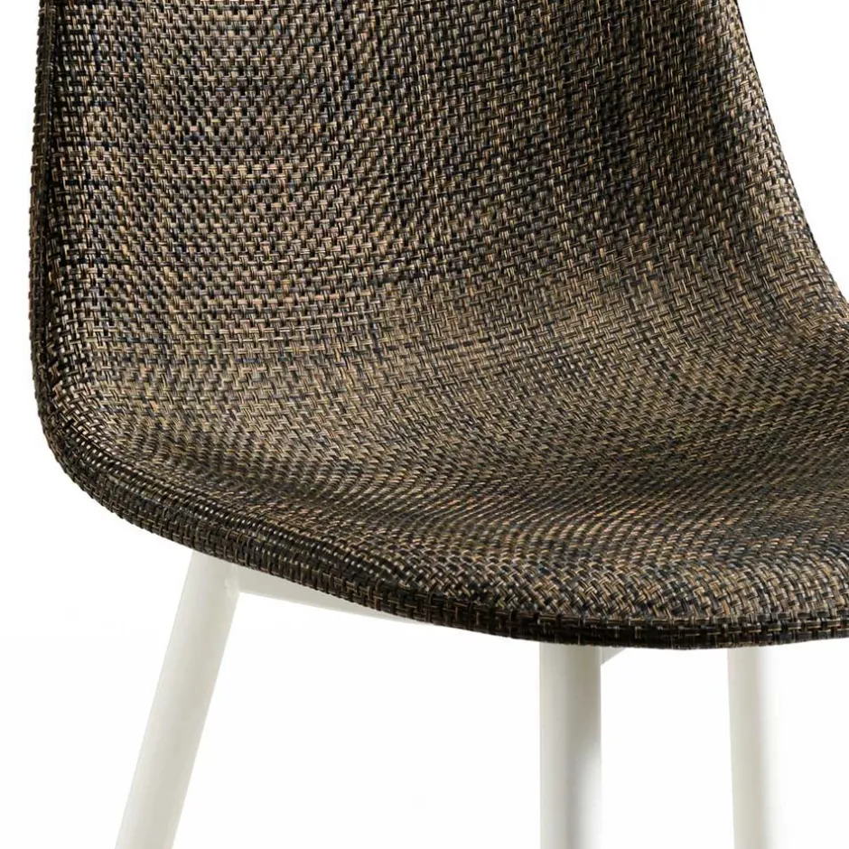 Kunstrattan Schalenstuhl in Braun Macorys mit Stahl Gestell Weiß (4er Set)^Wohnen Clearance