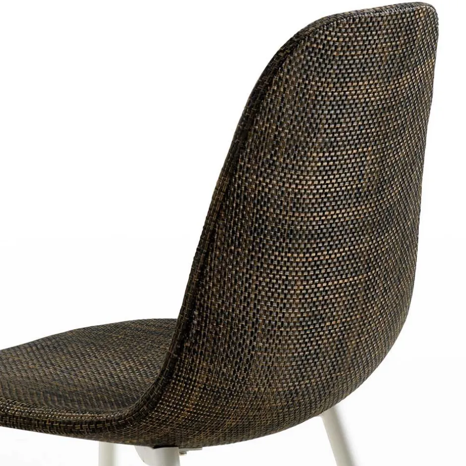 Kunstrattan Schalenstuhl in Braun Macorys mit Stahl Gestell Weiß (4er Set)^Wohnen Clearance