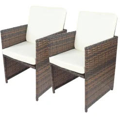 Kunstratten Outdoorstühle in Braun - Dorau (2er Set)^Wohnen Discount