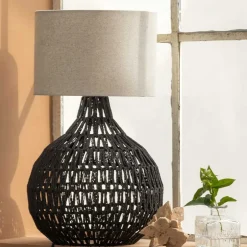 Lampenfuß aus Metall mit Papierkordel Geflecht - Notana^Wohnen Hot