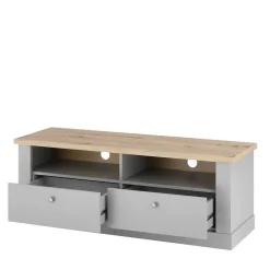 Wohnen Landhaus Anbauwand in Lichtgrau & Eiche - Buleta (vierteilig)