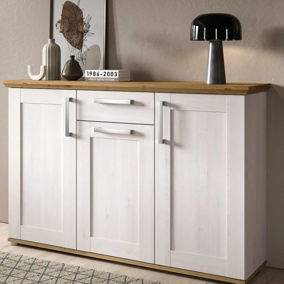 Landhaus Anrichte in Holzoptik Lärche Weiß - Tocella^Wohnen Best