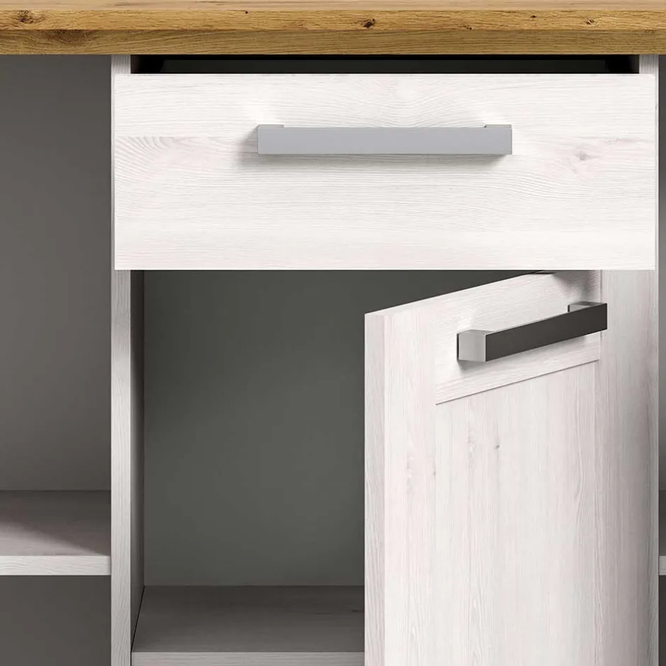 Landhaus Anrichte in Holzoptik Lärche Weiß - Tocella^Wohnen Best