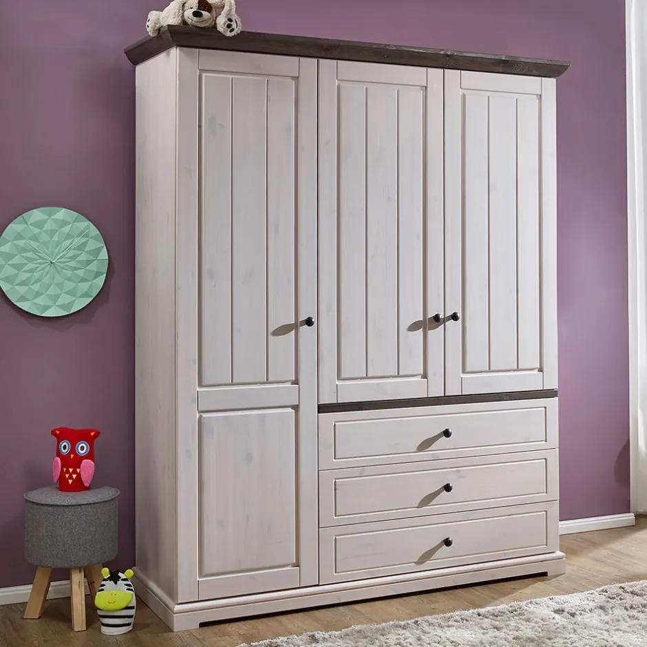 Kinder Wohnen Landhaus Baby Kleiderschrank mit Schubladen - Rimesca