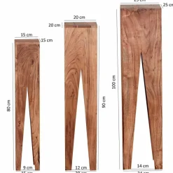 Wohnen Landhaus Blumenständer Set Pisino aus Massivholz naturbelassen (dreiteilig)